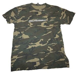 Staple Green and Tan Camo Funny Graphic Jerky T-Shirt Size Large